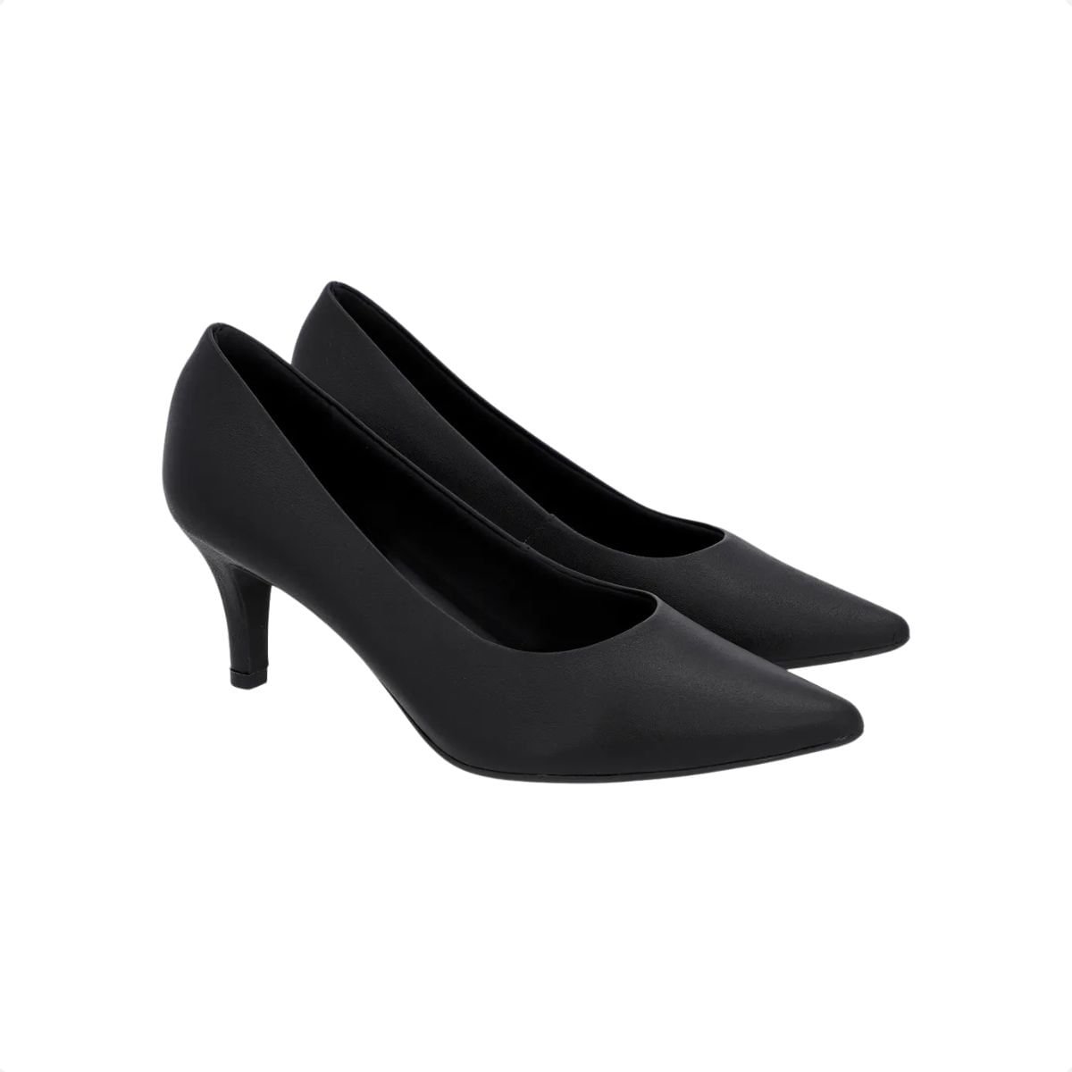 Scarpin Salto Medio Fino Usaflex Couro Preto Preto 2