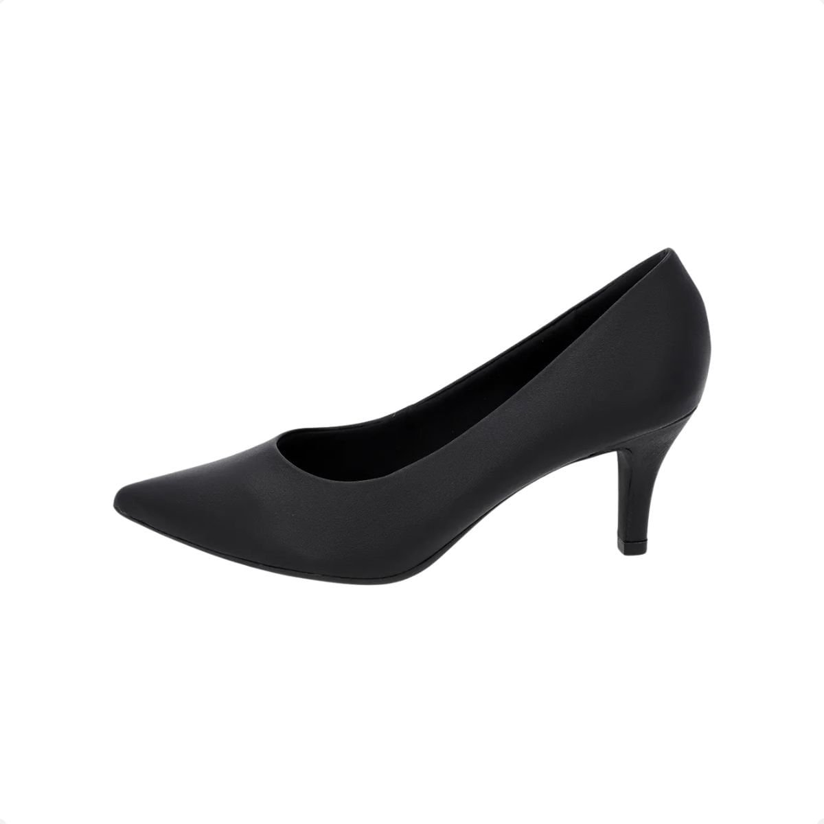 Scarpin Salto Medio Fino Usaflex Couro Preto Preto 7
