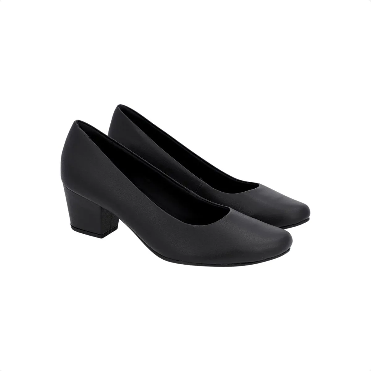 Sapato Feminino Salto Médio Grosso Couro Usaflex  Preto Preto 2