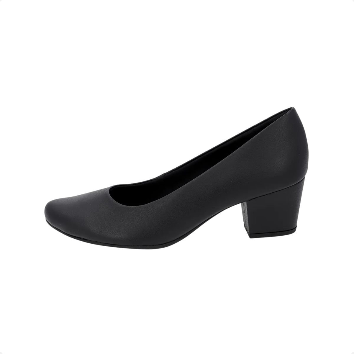 Sapato Feminino Salto Médio Grosso Couro Usaflex  Preto Preto 7