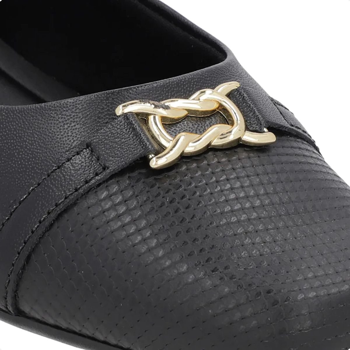 Sapatilha Bico Quadrado Usaflex Preta Escama Preto 4