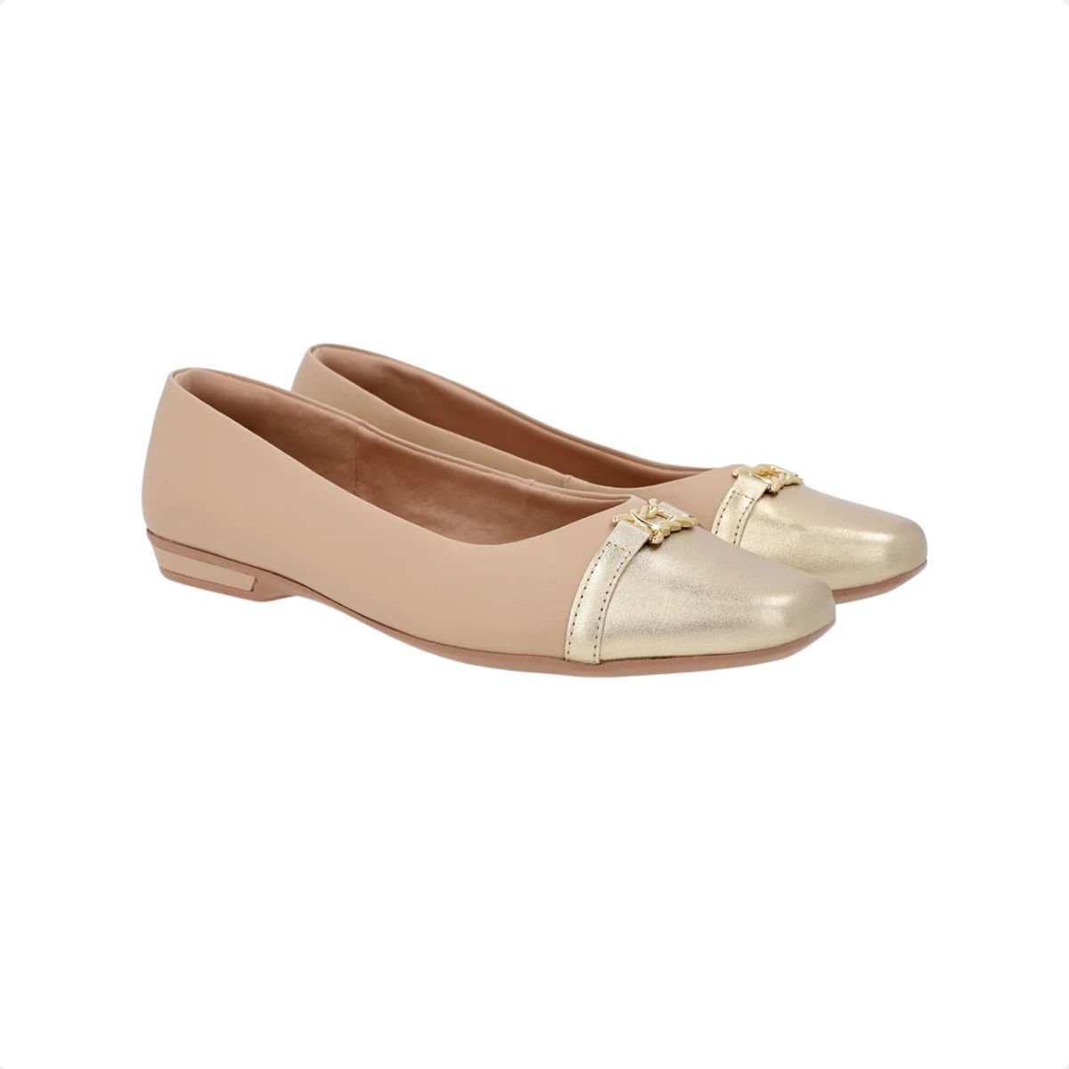 Sapatilha Feminina Bico Quadrado Usaflex Blush Bege 2