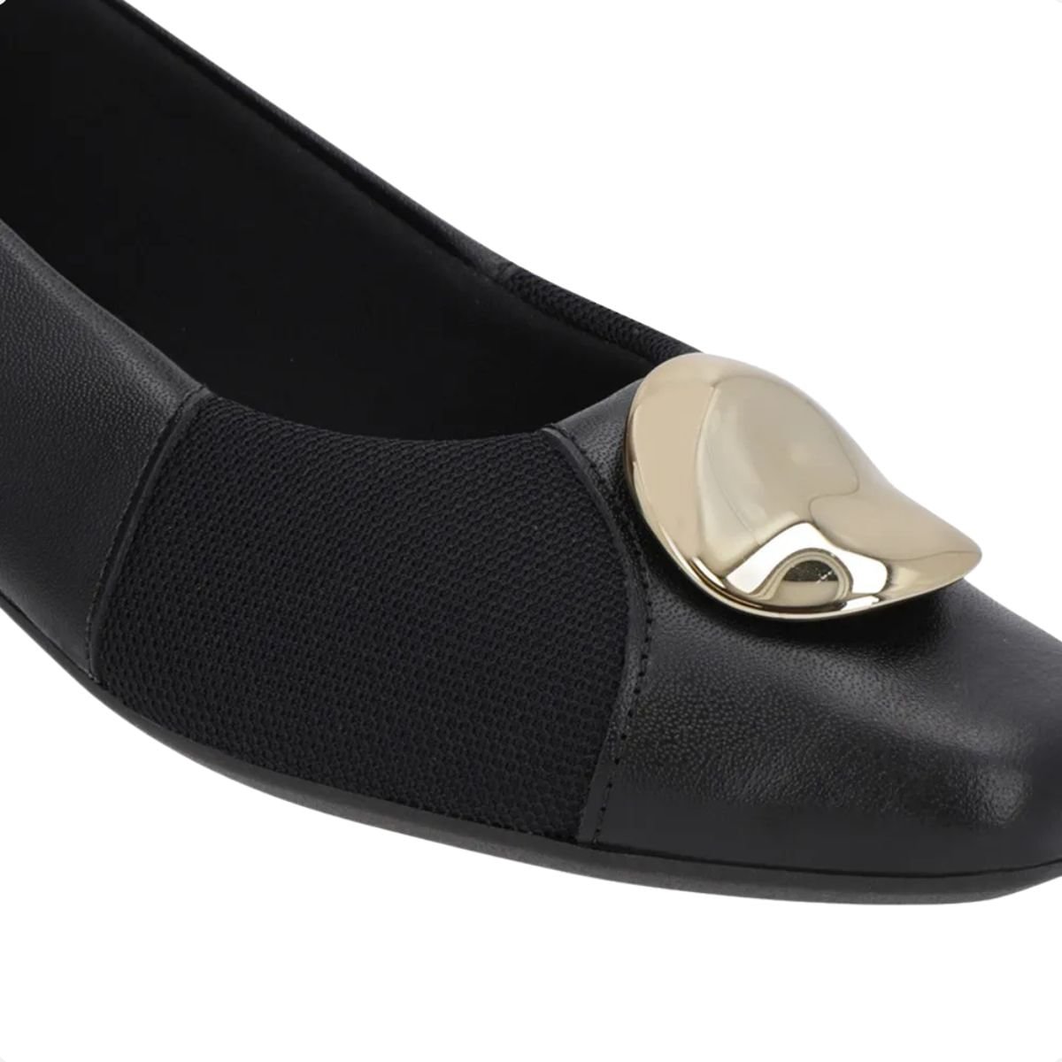 Sapatilha Bico Quadrado Aplique Usaflex Preta Preto 4