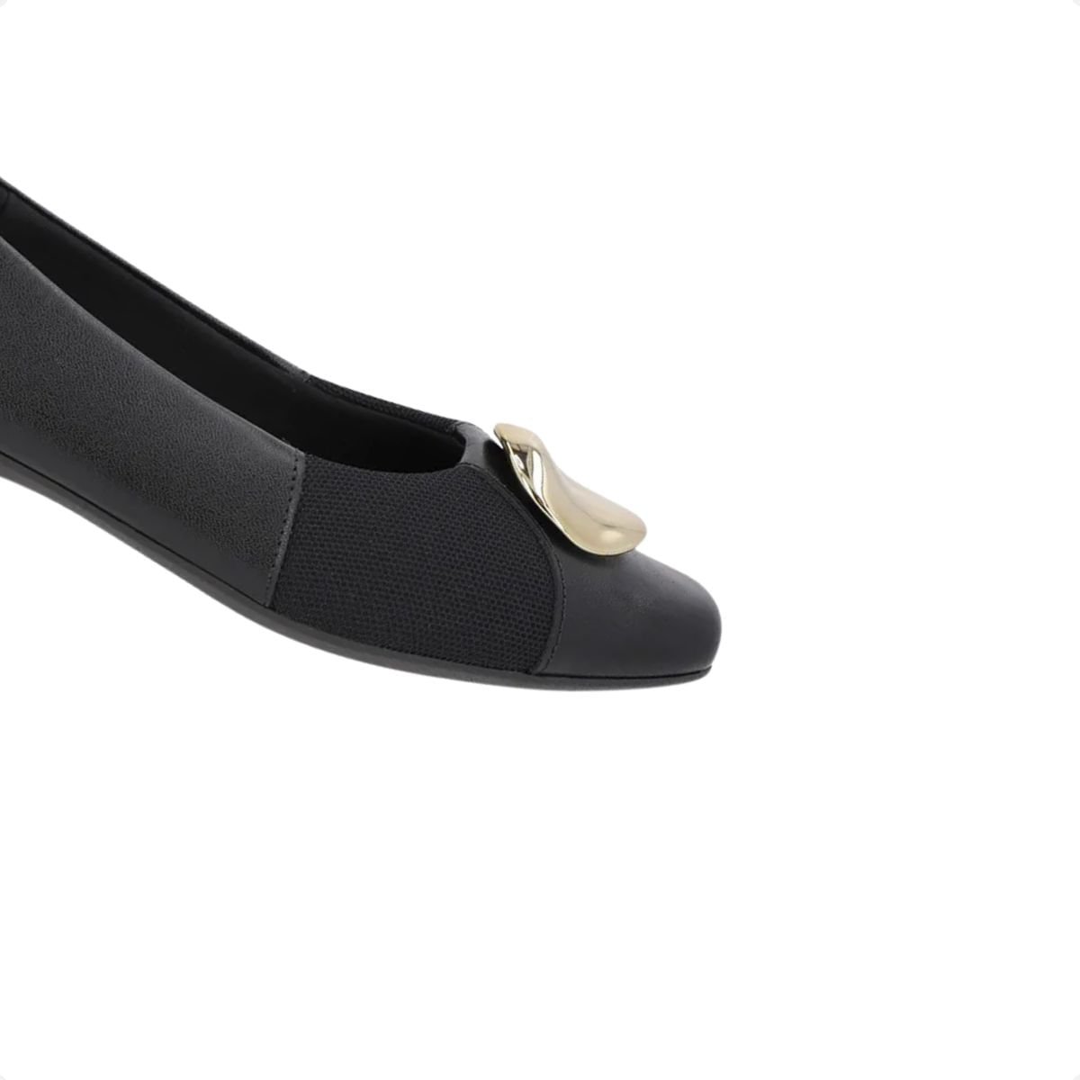 Sapatilha Bico Quadrado Aplique Usaflex Preta Preto 6