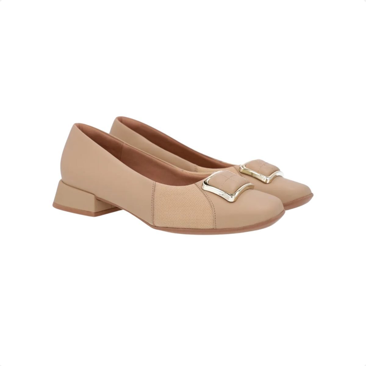 Sapato Feminino Salto Médio Grosso Usaflex Blush Bege 2