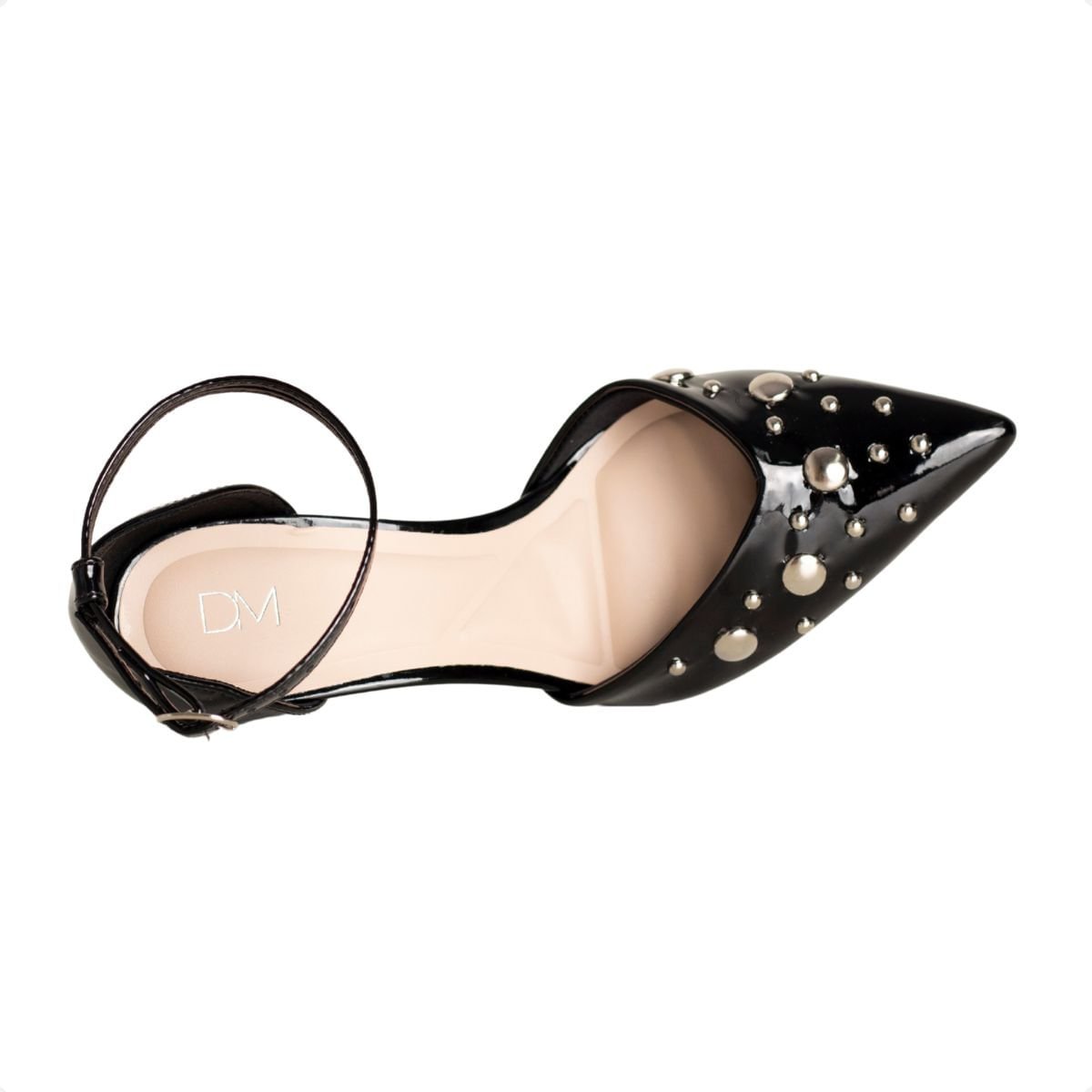 Scarpin Preto Com Metais Dm Preto 7
