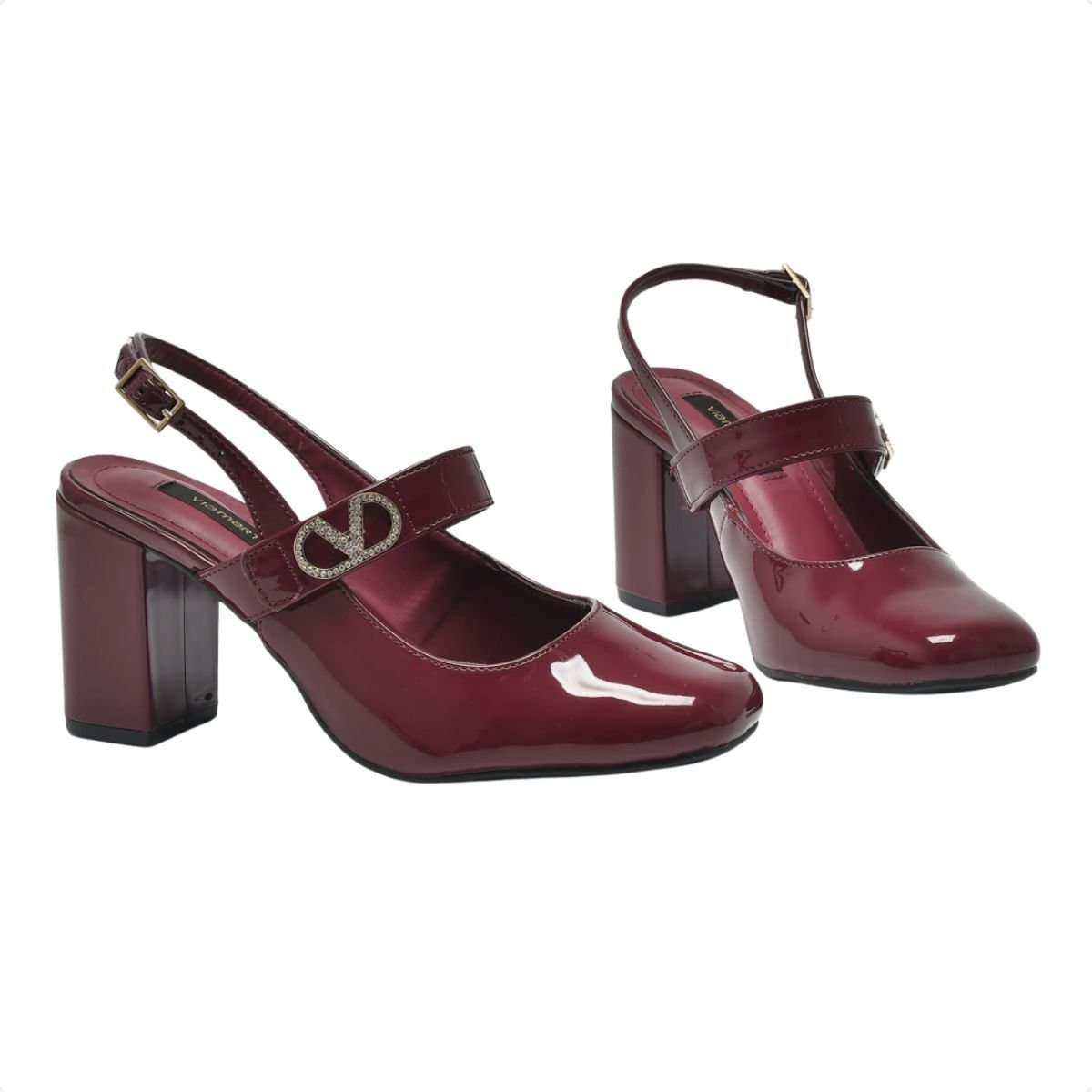 Sapato Feminino Salto Alto Grosso Via Marte Vinho Vermelho 3