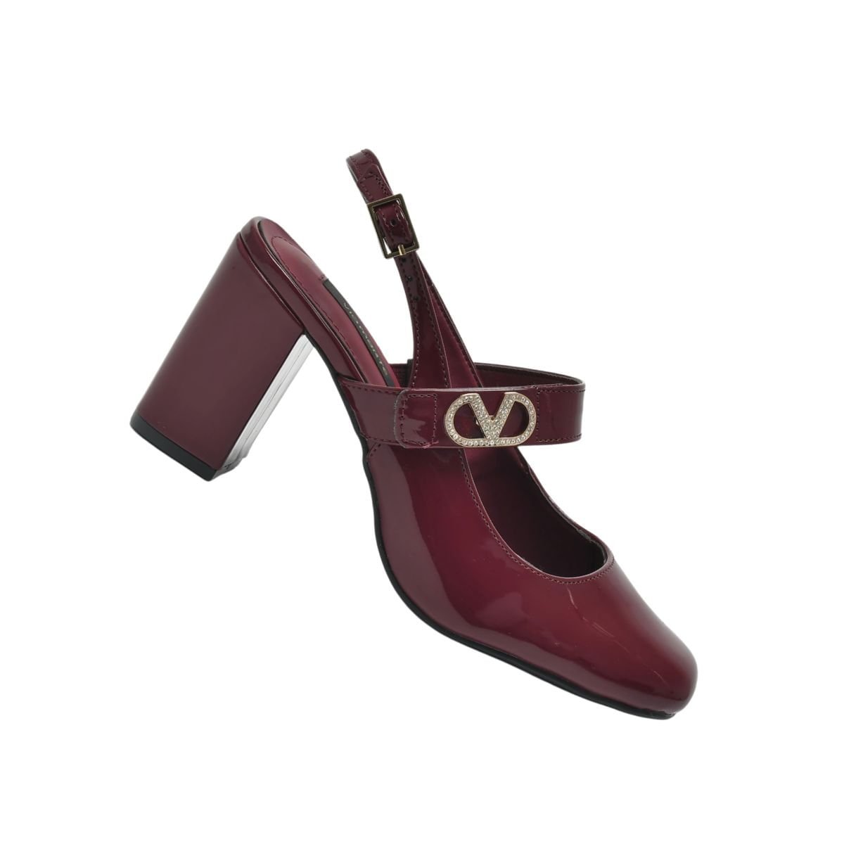 Sapato Feminino Salto Alto Grosso Via Marte Vinho Vermelho 6