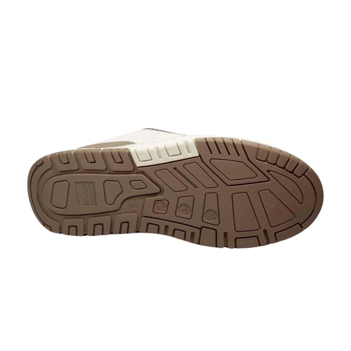 Tênis Moda Feminino Em Nobuck Via Marte Marrom Branco 3