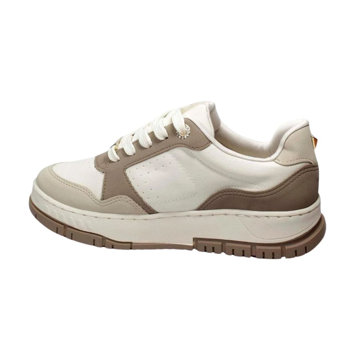 Tênis Moda Feminino Em Nobuck Via Marte Marrom Branco 4