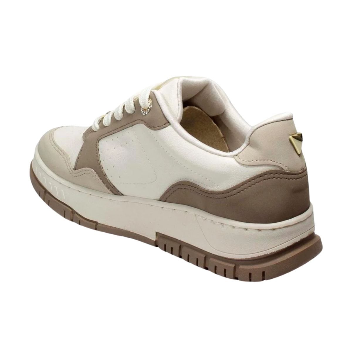 Tênis Moda Feminino Em Nobuck Via Marte Marrom Branco 5