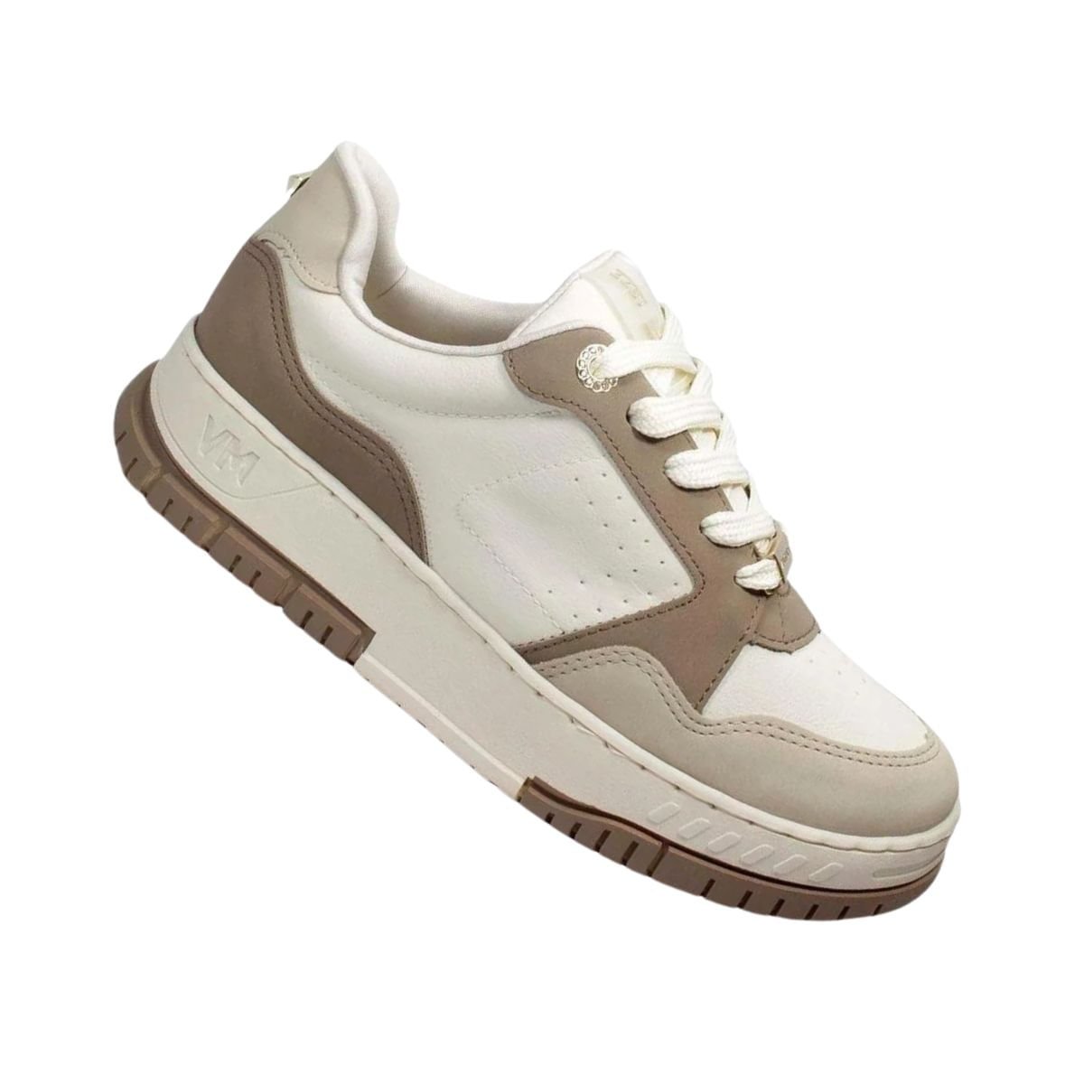 Tênis Moda Feminino Em Nobuck Via Marte Marrom Branco 6