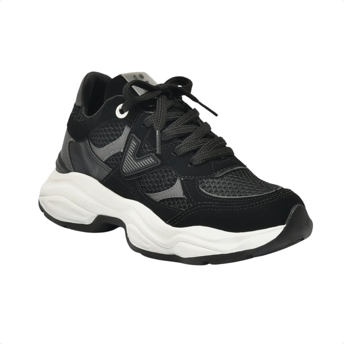 Tênis Moda Feminino Chunky Via Marte Preto Preto 2