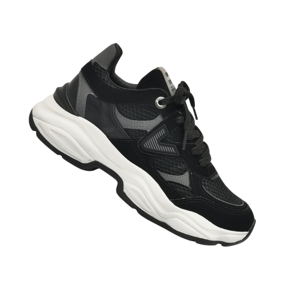 Tênis Moda Feminino Chunky Via Marte Preto Preto 6