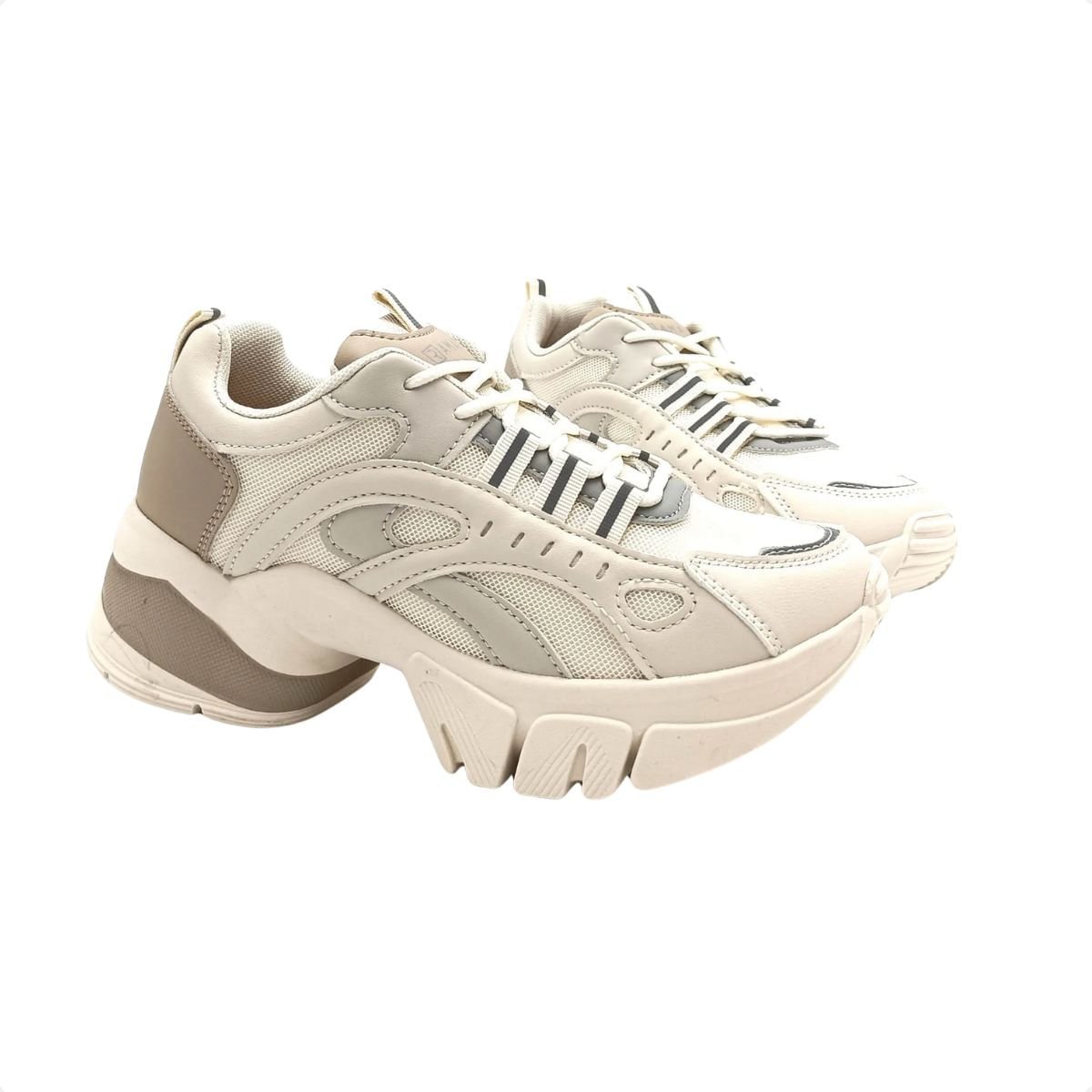 Tênis Moda Feminino Casual Ramarim Bege Branco 3