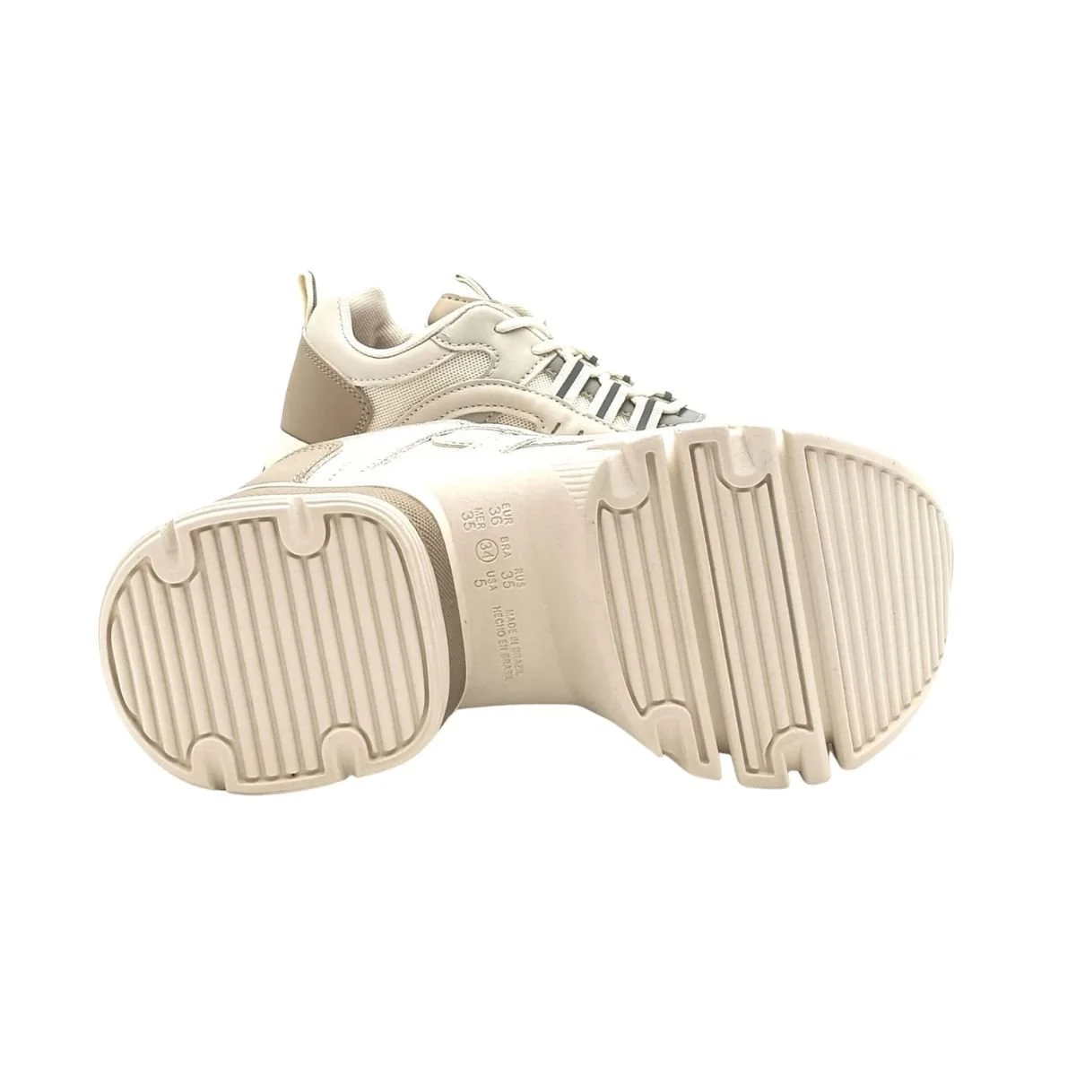 Tênis Moda Feminino Casual Ramarim Bege Branco 4