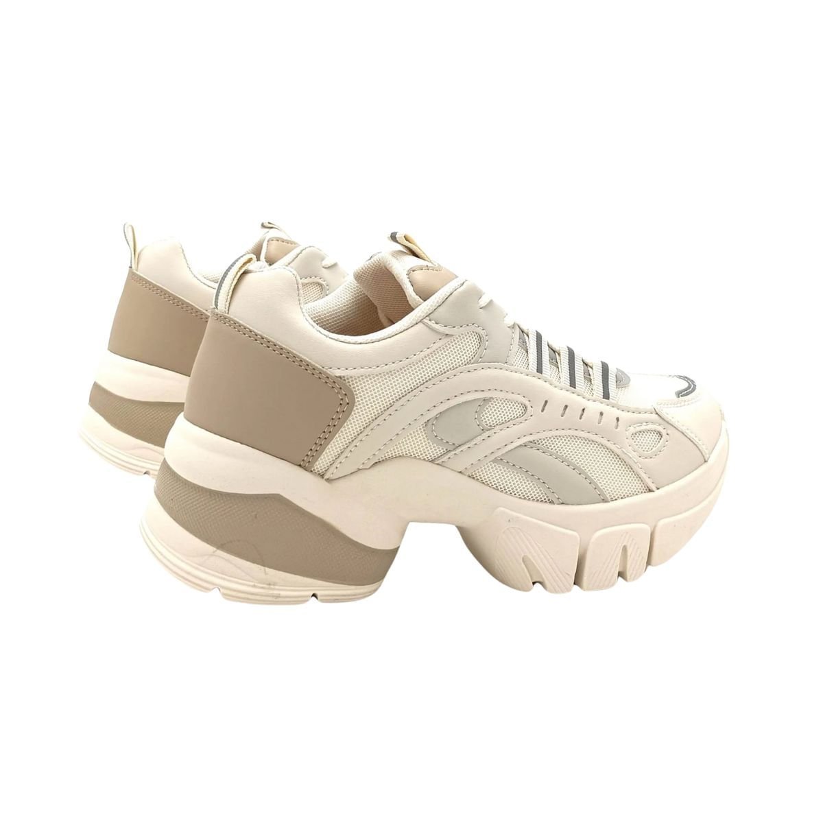 Tênis Moda Feminino Casual Ramarim Bege Branco 5