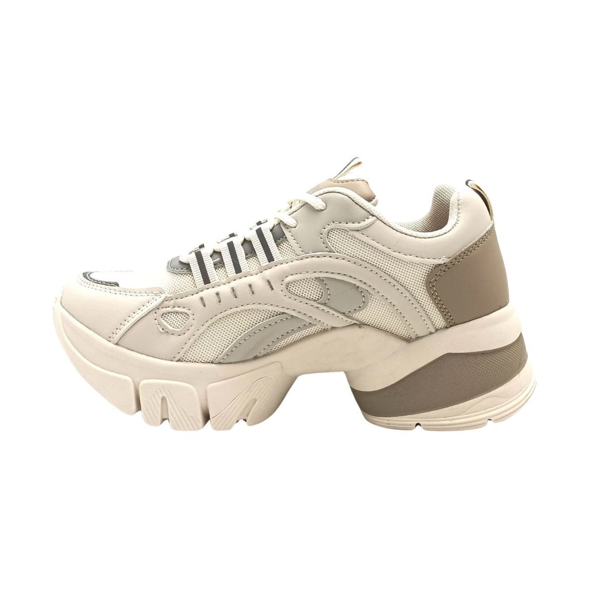 Tênis Moda Feminino Casual Ramarim Bege Branco 6