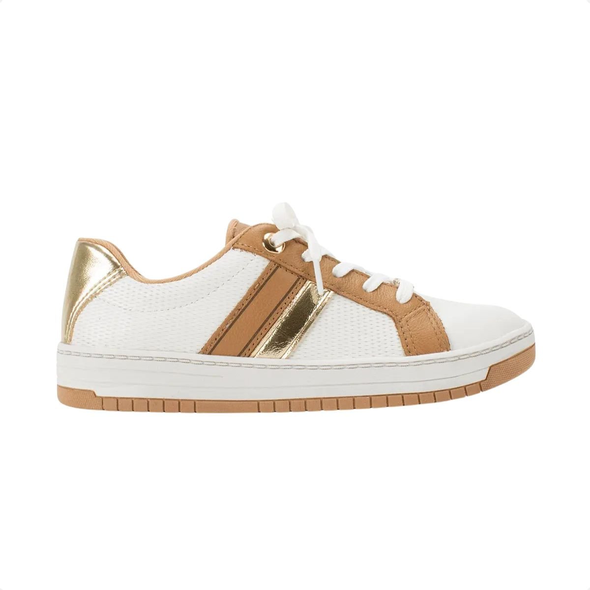 Tênis Moda Feminino Kolosh Em Couro Branco E Bege Branco/Bege
