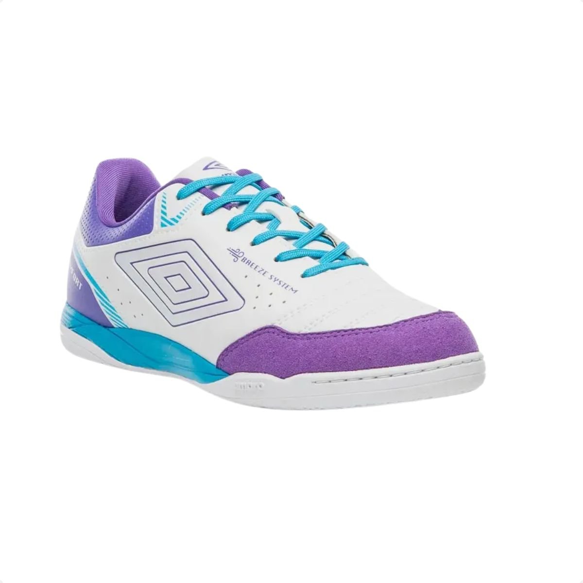Chuteira Indoor Masculina Umbro X-Comfort Branca E Roxa Branco/Roxo/Azul 2