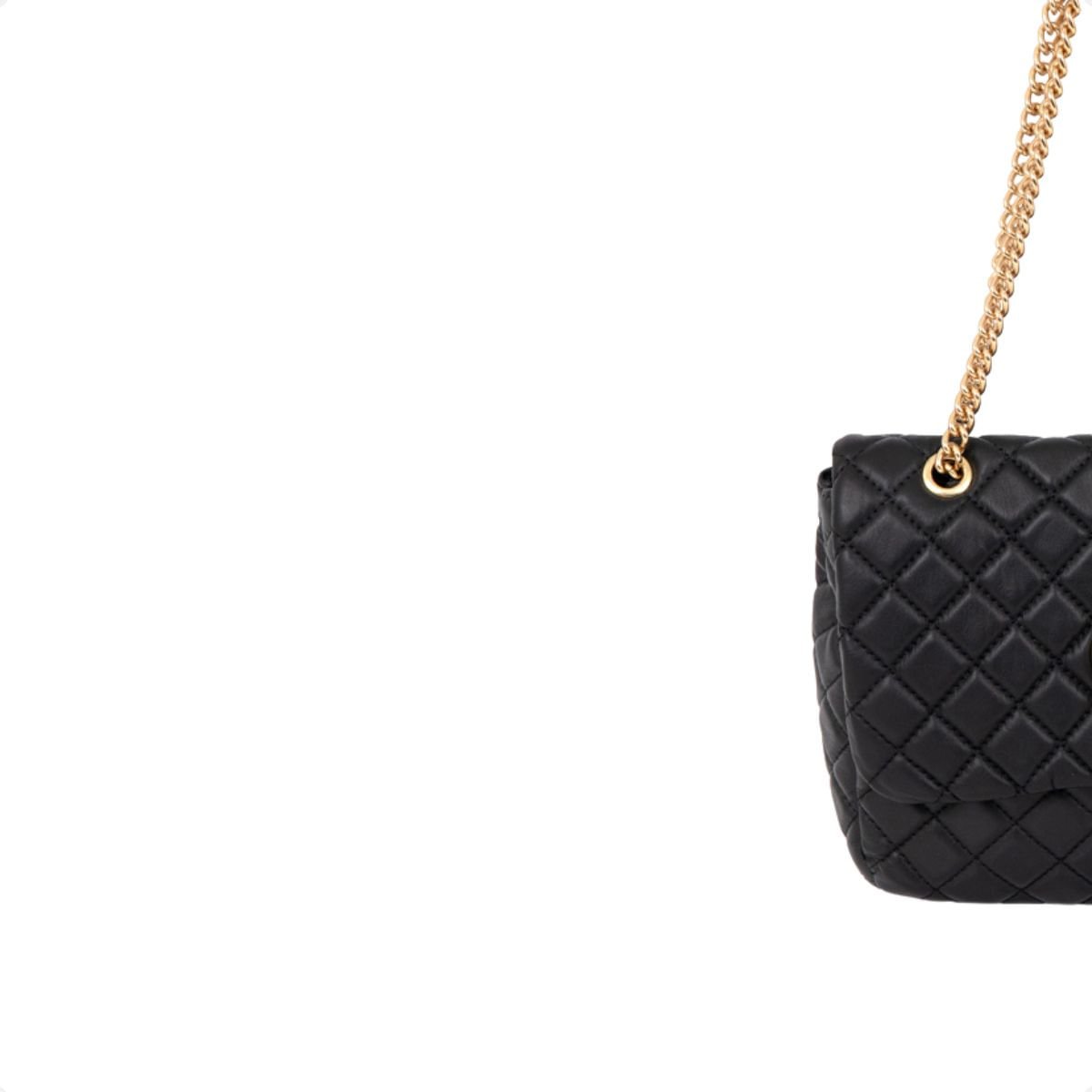 Bolsa Feminina Capodarte Matelassê Com Corrente Preto 6