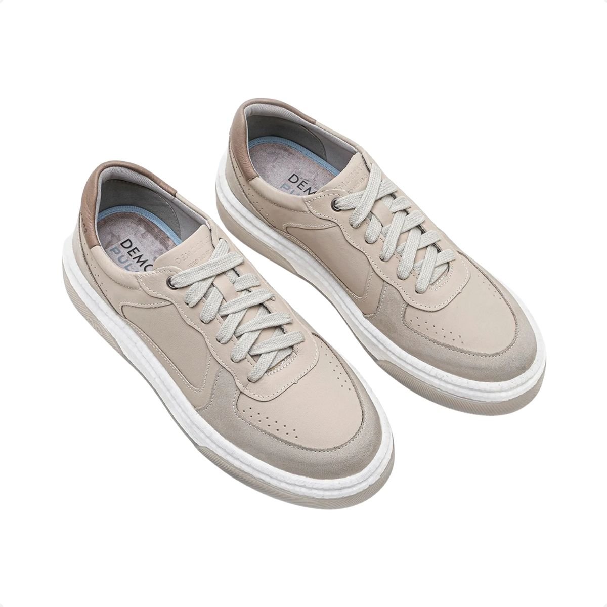 Sapatênis Masculino Democrata Denim Beat Pulse Off White Bege 2