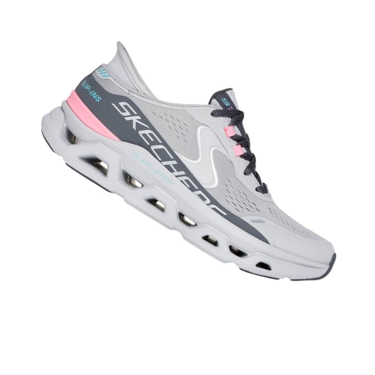 Tênis Running Feminino Skechers Glide-Step Altus Cinza Cinza/Rosa 7