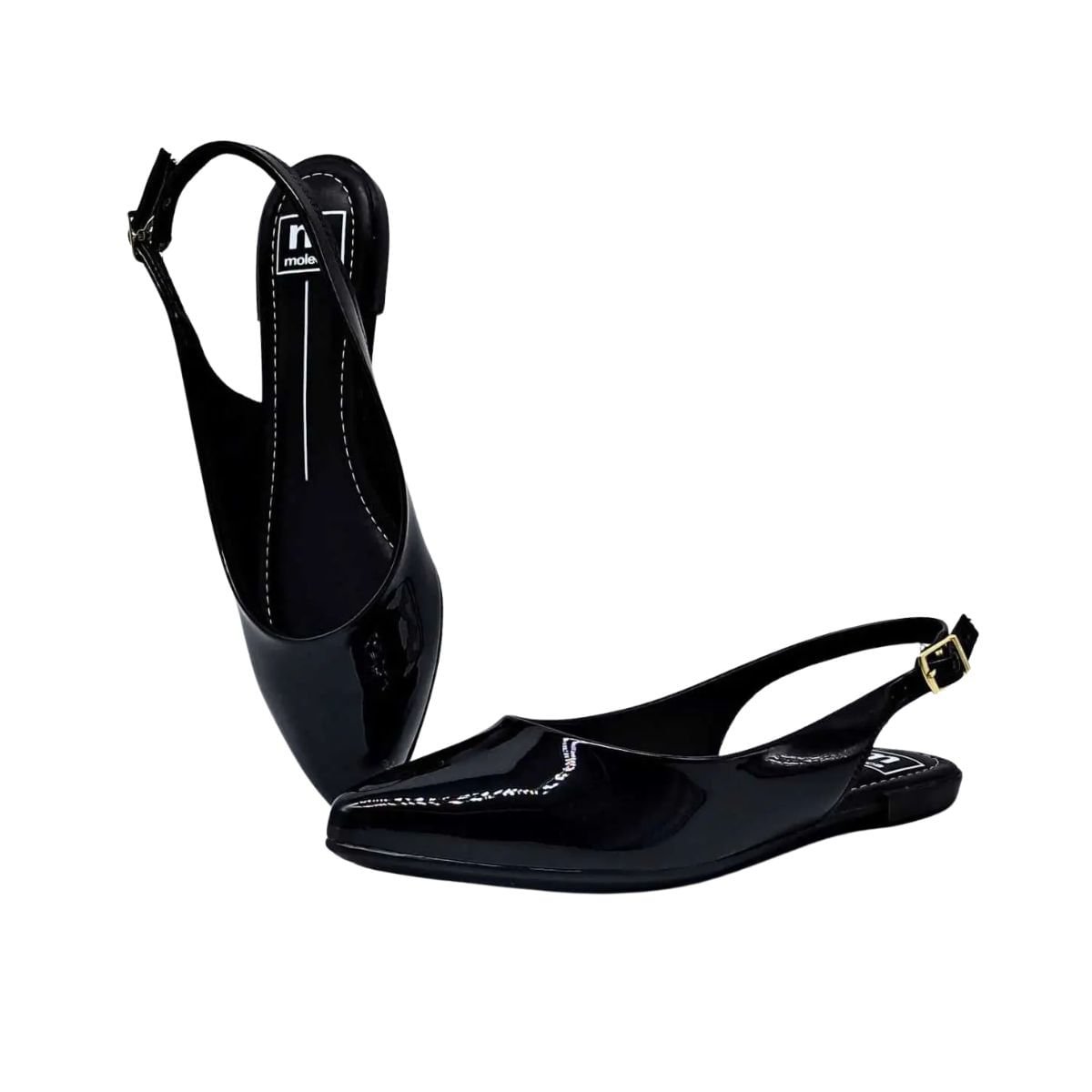 Sapato Adulto Feminino Bico Fino Moleca Preto Preto 5