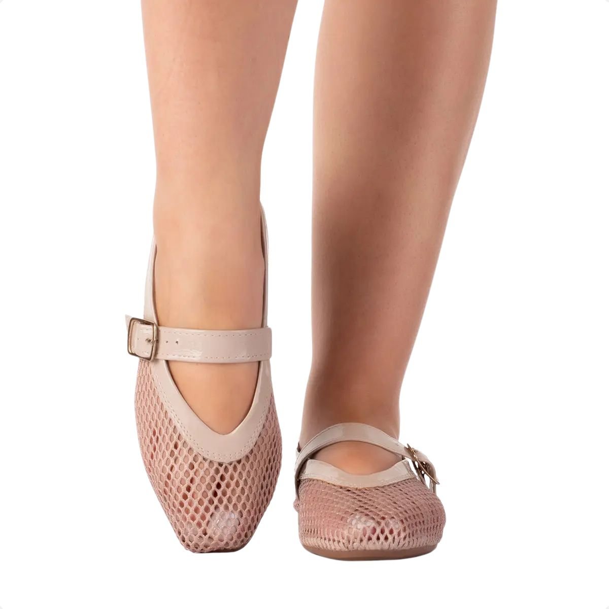 Sapatilha Feminina Bico Quadrado Mississipi Bege Dourado 3