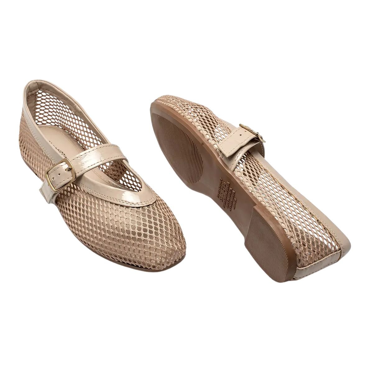 Sapatilha Feminina Bico Quadrado Mississipi Bege Dourado 5