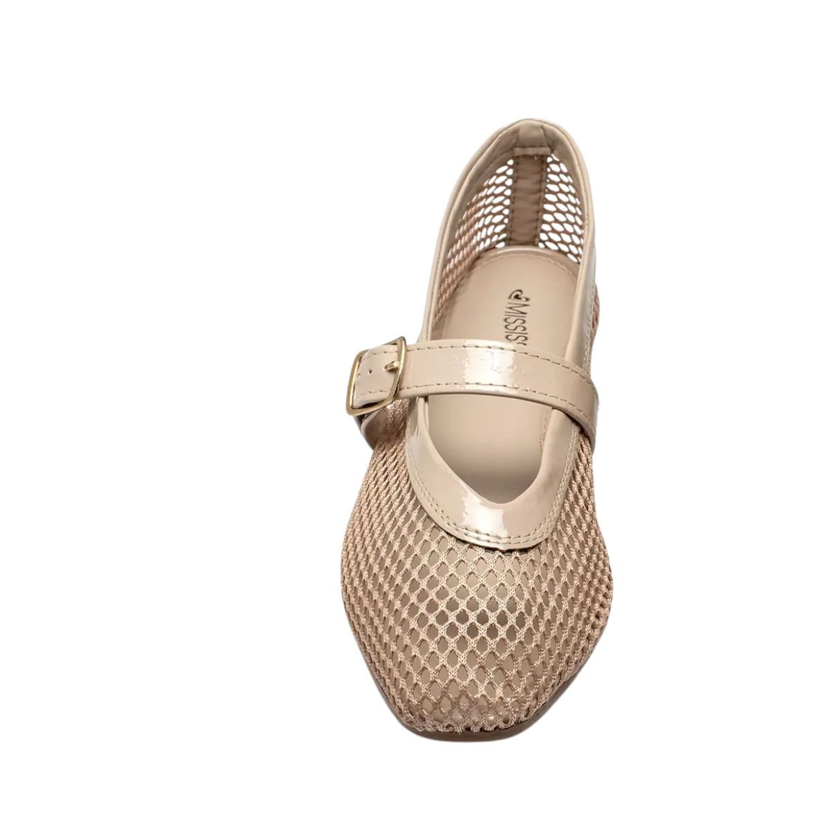 Sapatilha Feminina Bico Quadrado Mississipi Bege Dourado 6