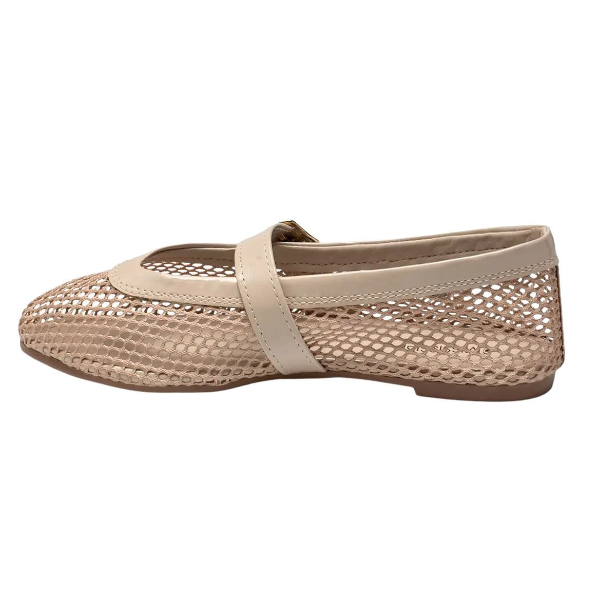 Sapatilha Feminina Bico Quadrado Mississipi Bege Dourado 7