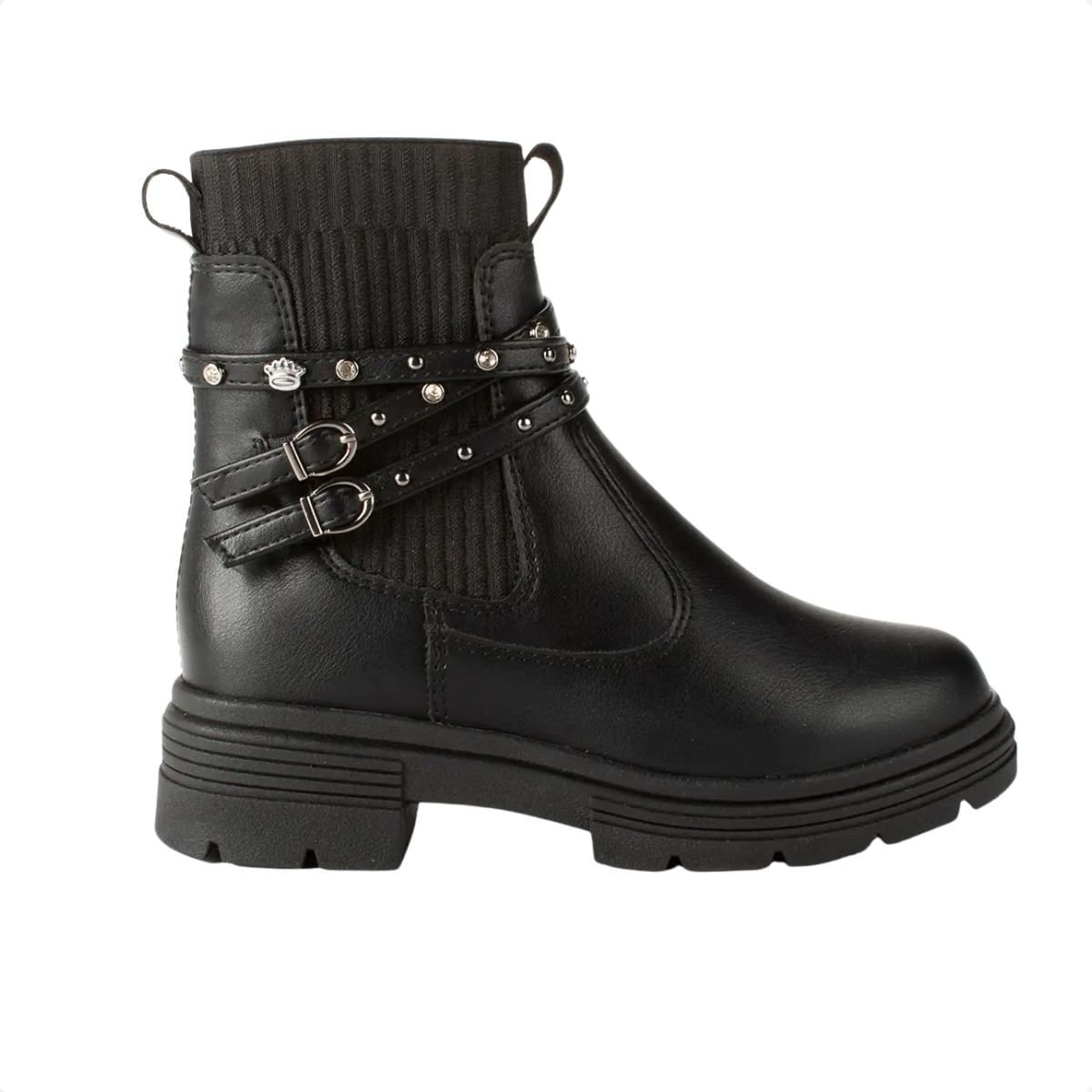 Bota Infantil Coturno Cano Curto Pink Cats Preta Preto 1