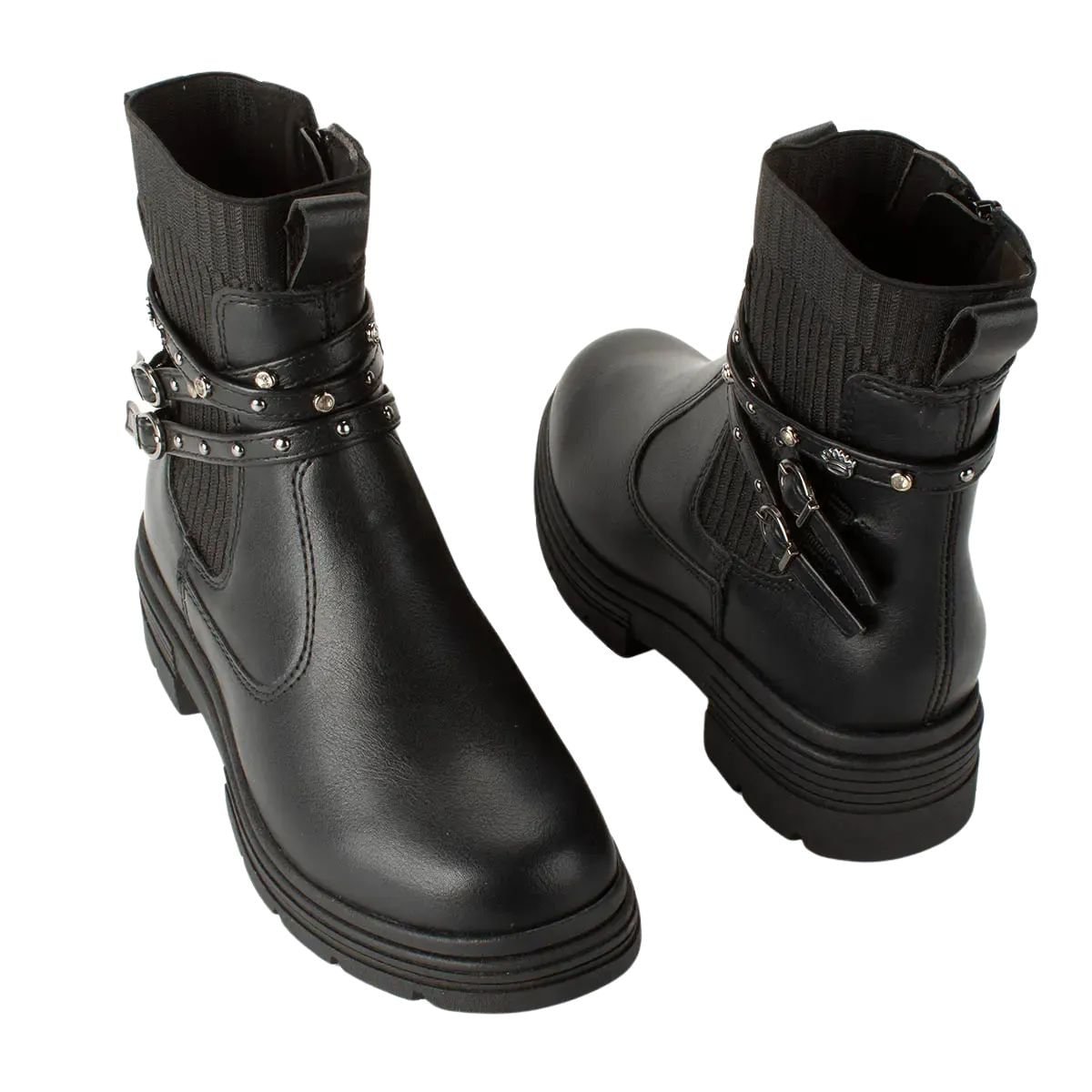 Bota Infantil Coturno Cano Curto Pink Cats Preta Preto 4