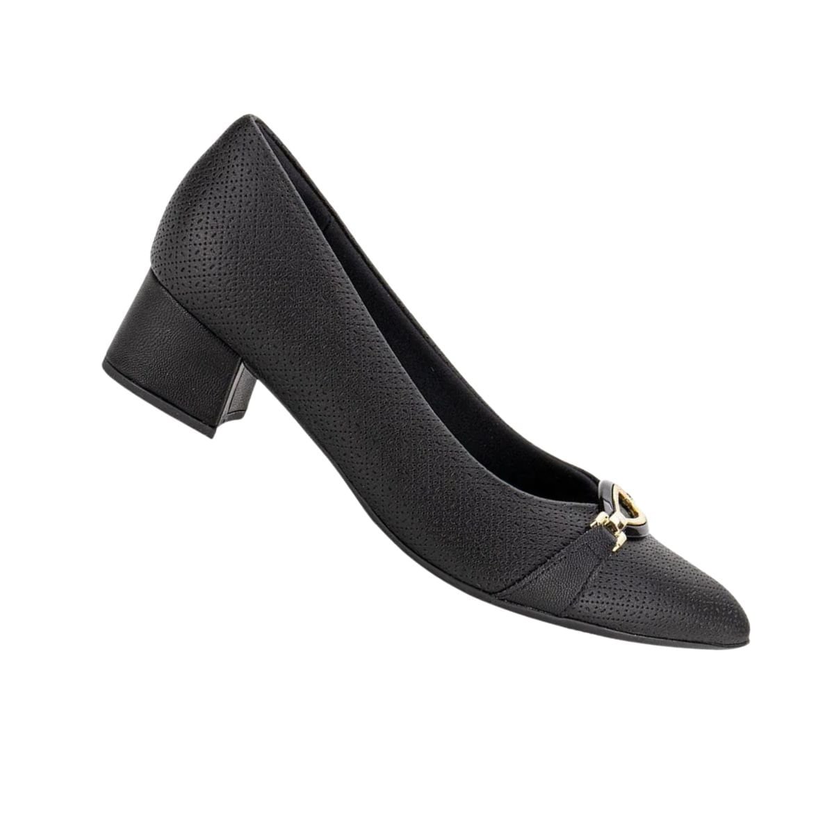 Sapato Feminino Salto Médio Grosso Piccadilly Preto Preto 6