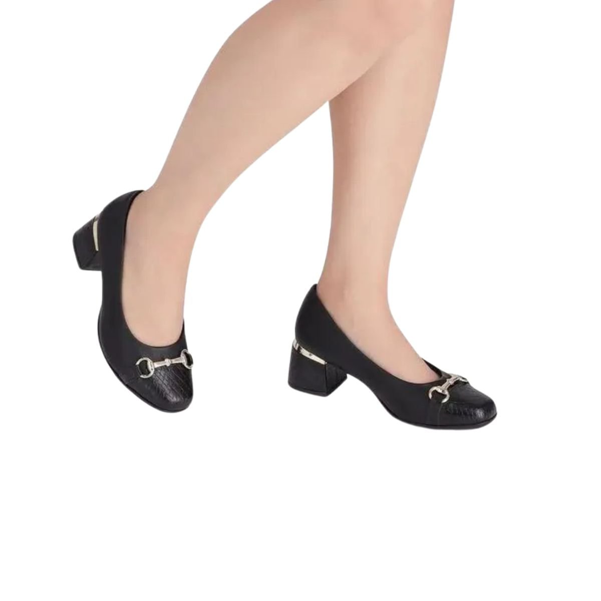Sapato Feminino Salto Médio Grosso Piccadilly Preto Preto 4