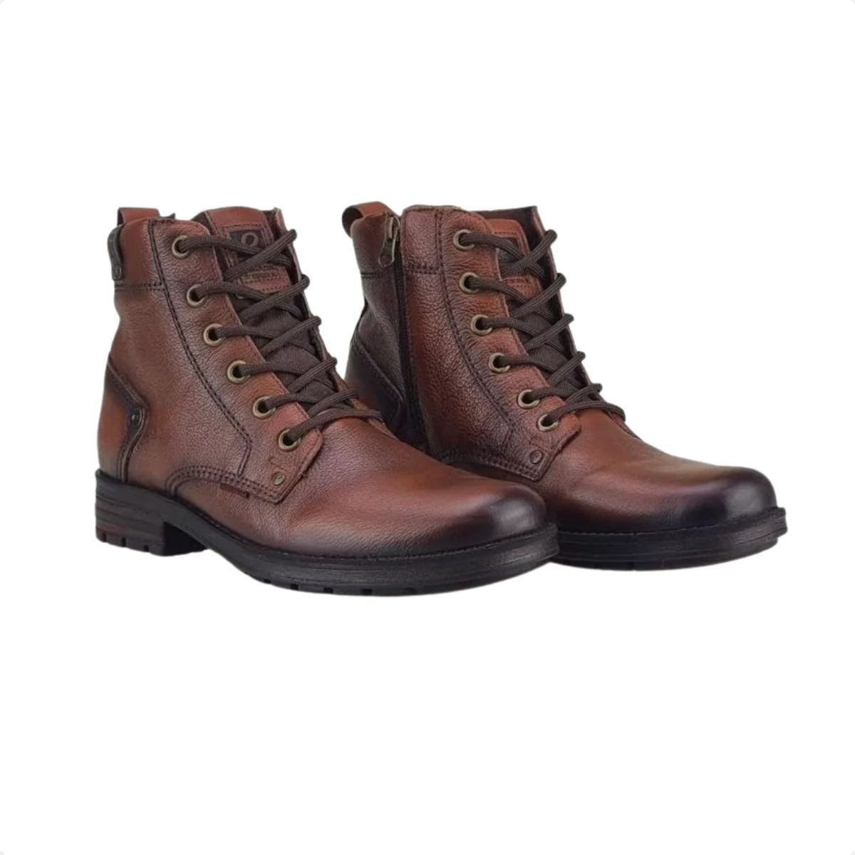 Bota Masculina Em Couro Coturno Pegada Marrom Castanho 2