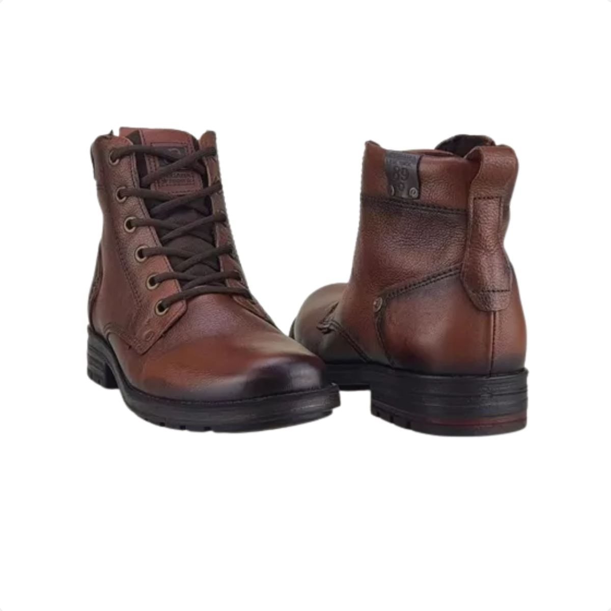 Bota Masculina Em Couro Coturno Pegada Marrom Castanho 3