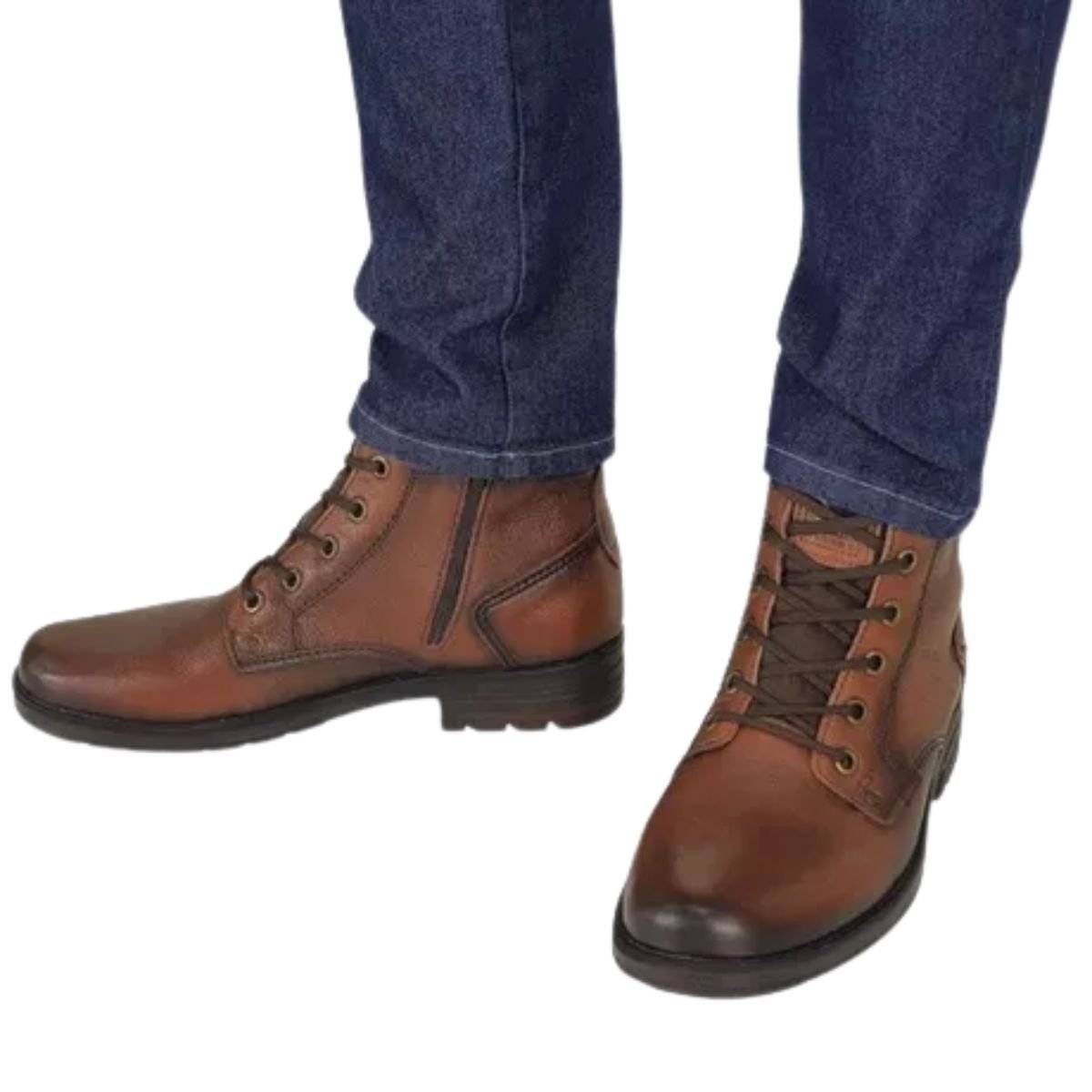 Bota Masculina Em Couro Coturno Pegada Marrom Castanho 4