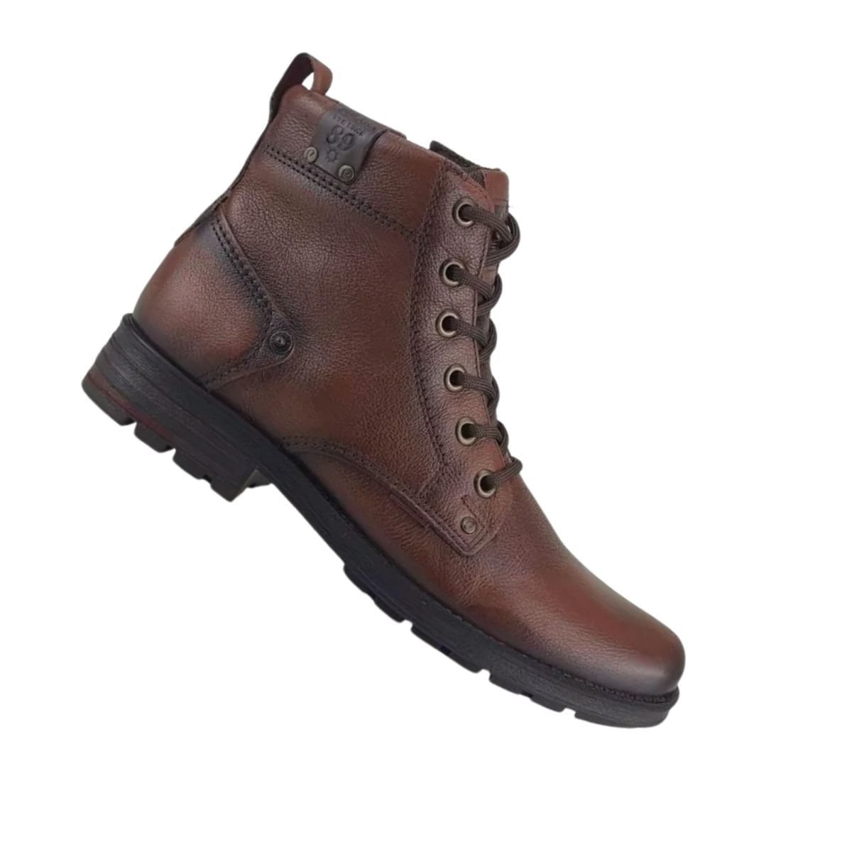 Bota Masculina Em Couro Coturno Pegada Marrom Castanho 6