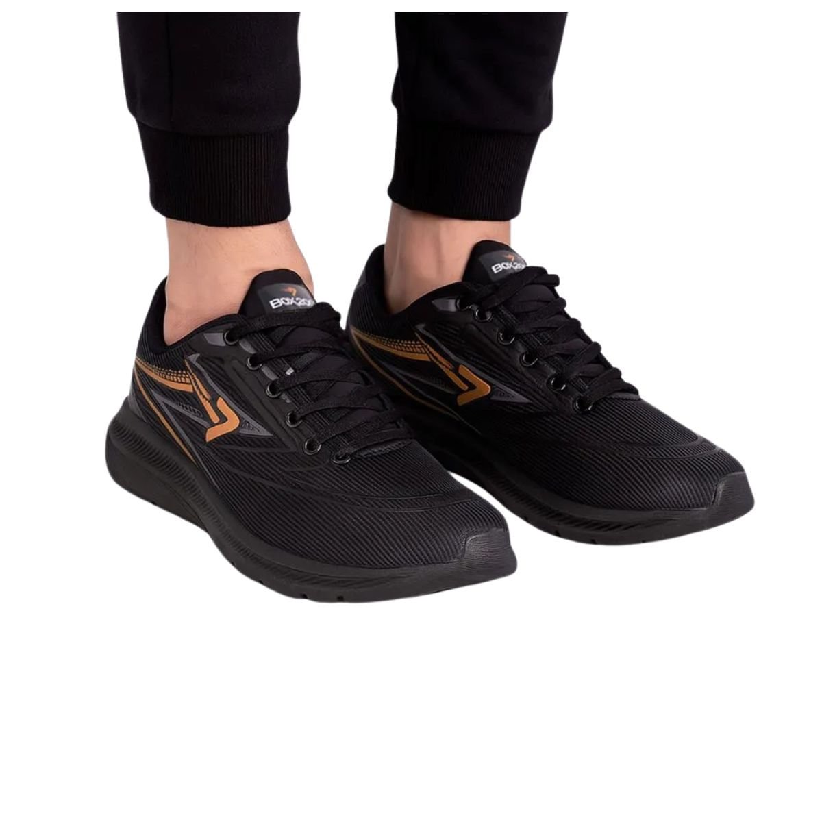 Tenis Running Masculino Caminhada Box 200 Preto Preto 3