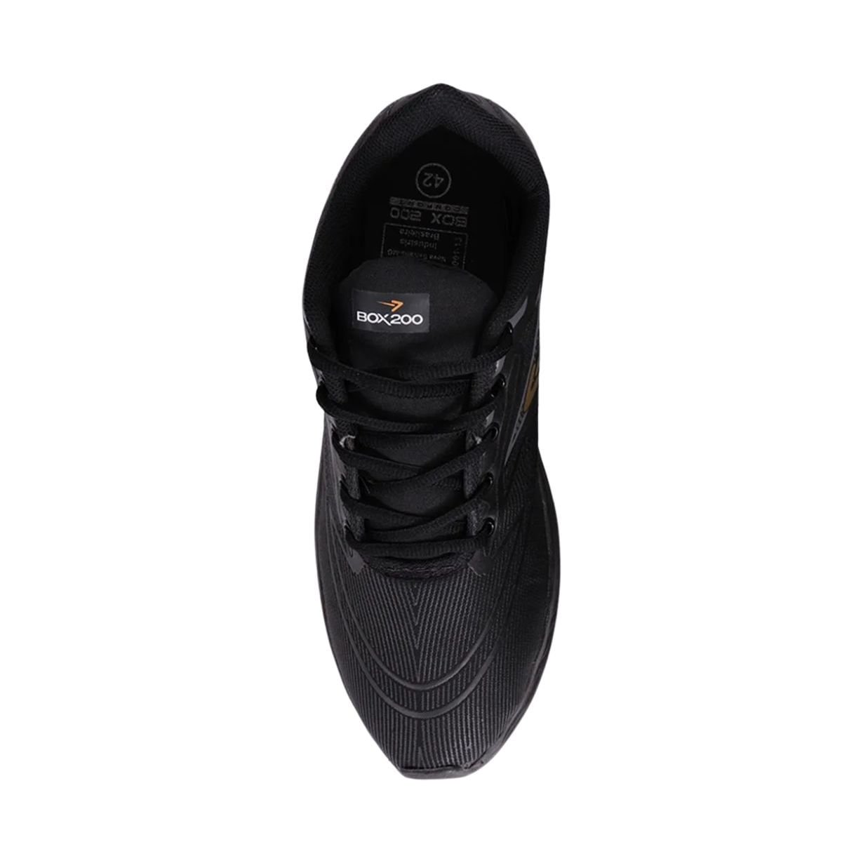 Tenis Running Masculino Caminhada Box 200 Preto Preto 4