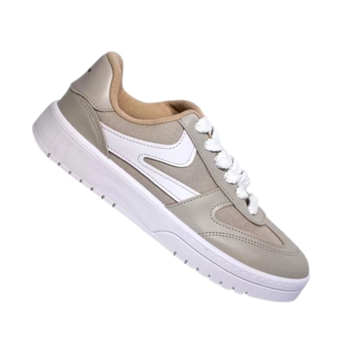 Tênis Moda Casual Feminino Moleca Cinza Cinza/Branco 6