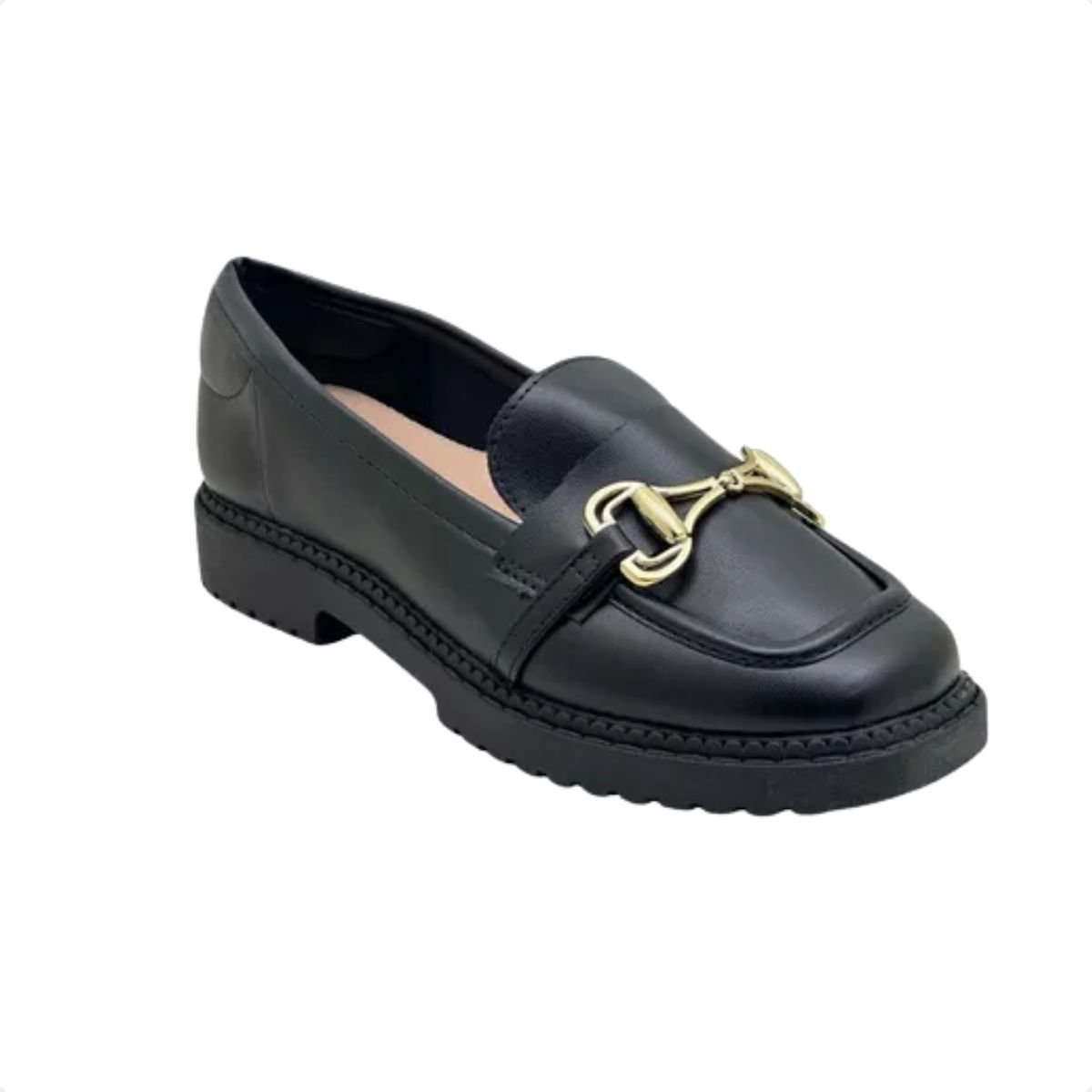 Sapato Feminino Mocassim Loafer Moleca Preto Preto 2