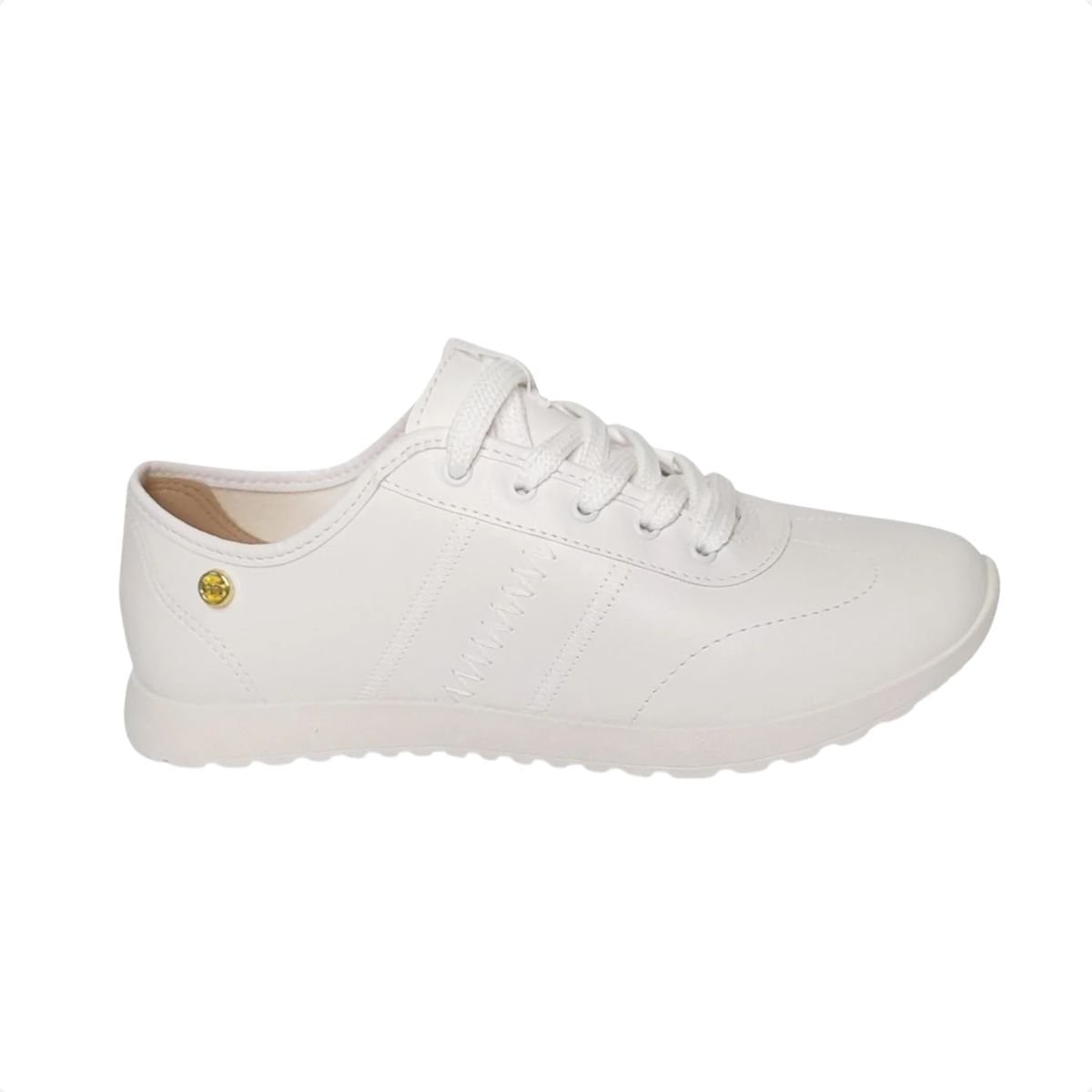 Tênis Moda Feminino Moleca Em Napa Branco Branco 1