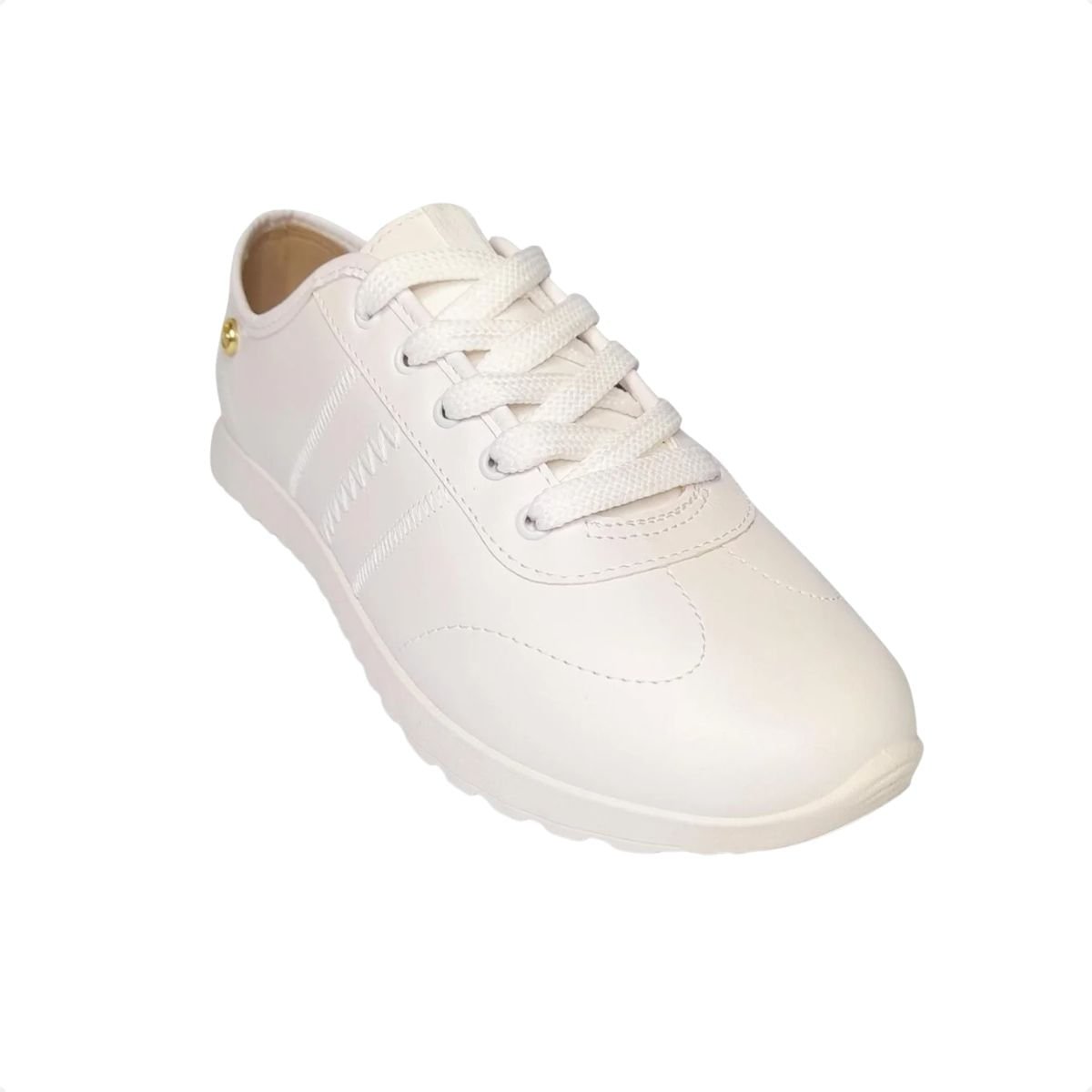 Tênis Moda Feminino Moleca Em Napa Branco Branco 2