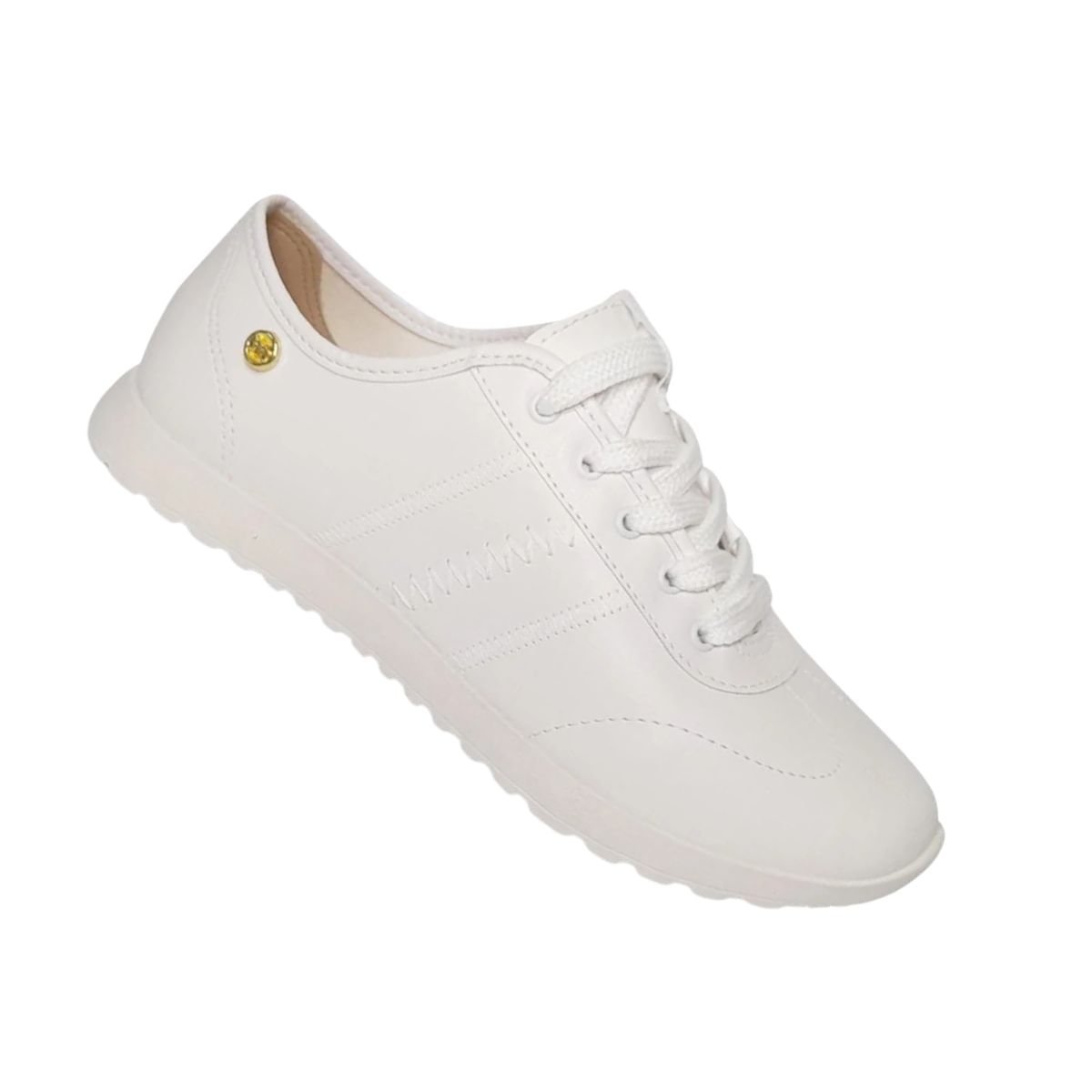 Tênis Moda Feminino Moleca Em Napa Branco Branco 6