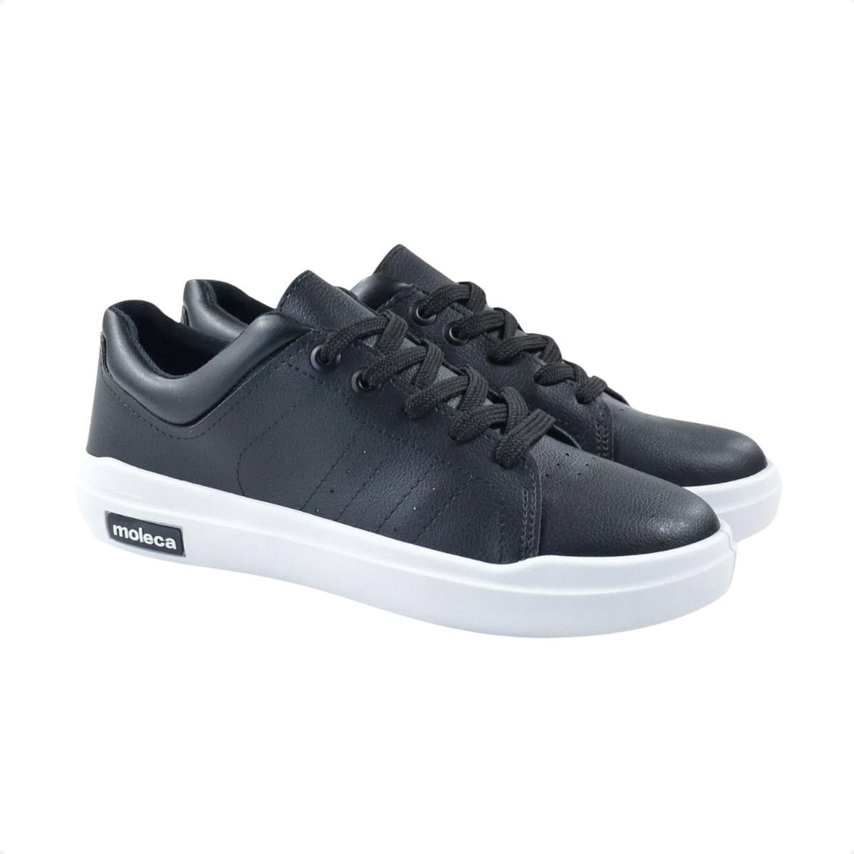 Tênis Moda Feminino Em Napa Moleca Preto Preto 2