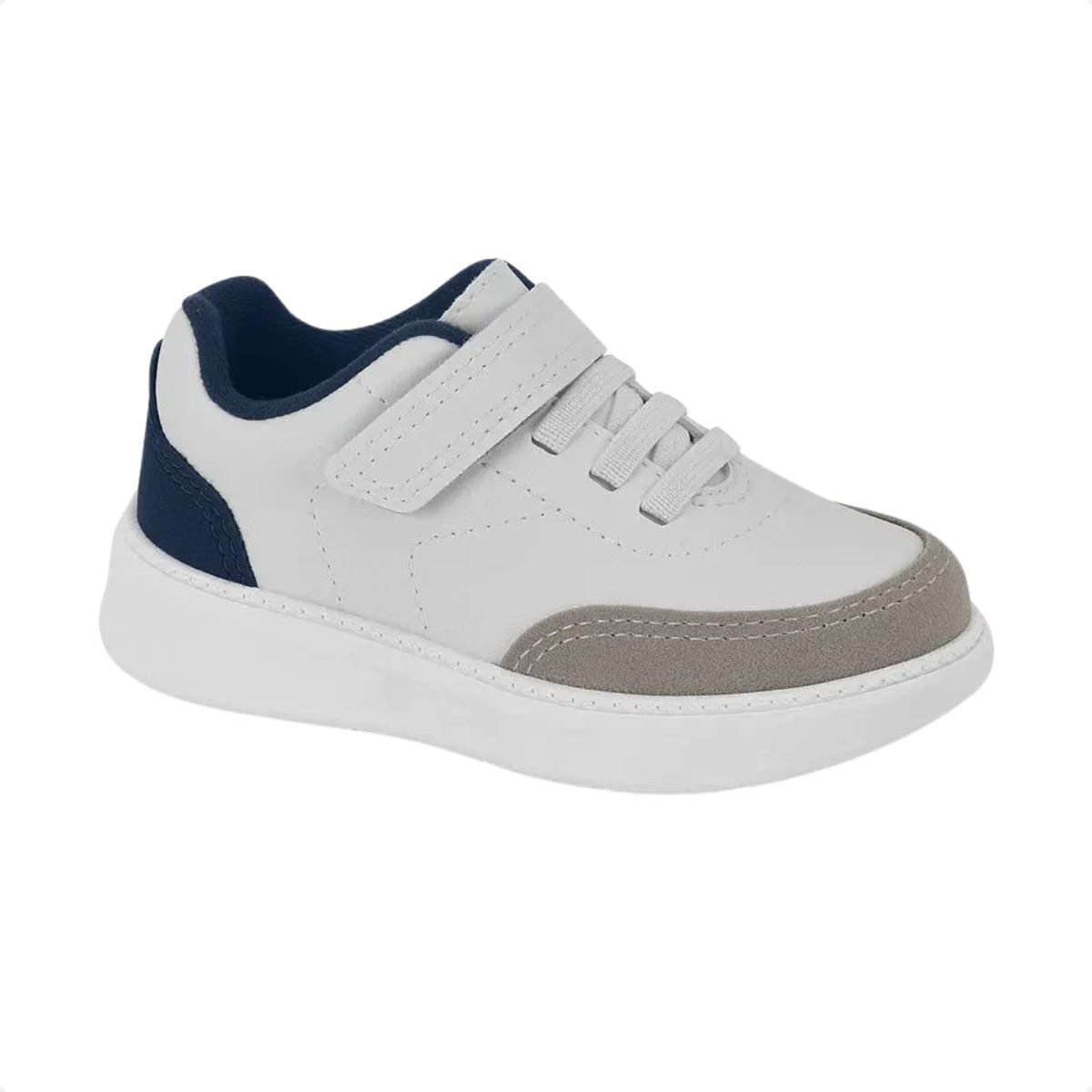 Tênis Casual Infantil Menino Molekinho Branco Branco/Cinza/Marinho 2
