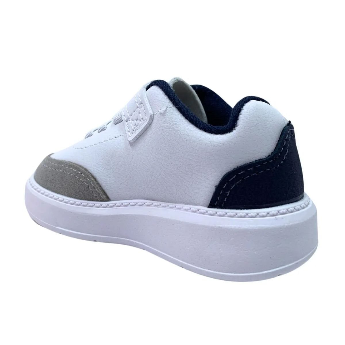 Tênis Casual Infantil Menino Molekinho Branco Branco/Cinza/Marinho 6
